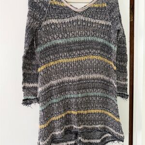 Free People Striped Knit Coverup - Gray, Yellow, Green